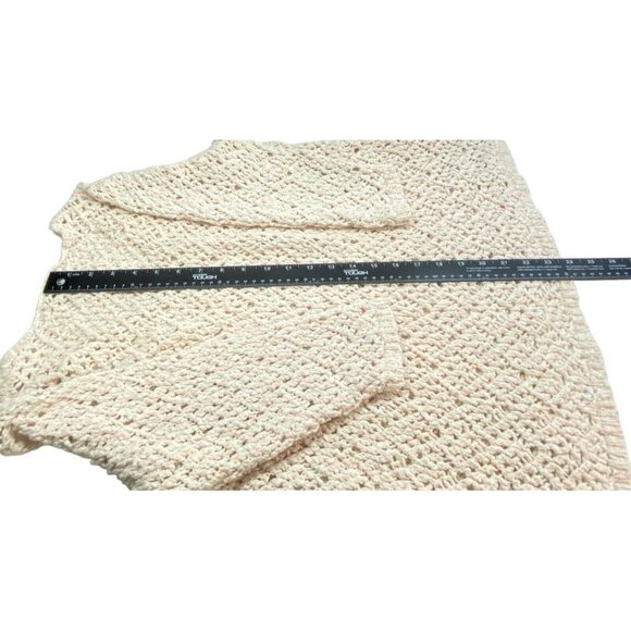 J JILL Women Crochet Pullover Sweater 3/4 Sleeve V Neck Sz L Light Pink Casual - Picture 9 of 13